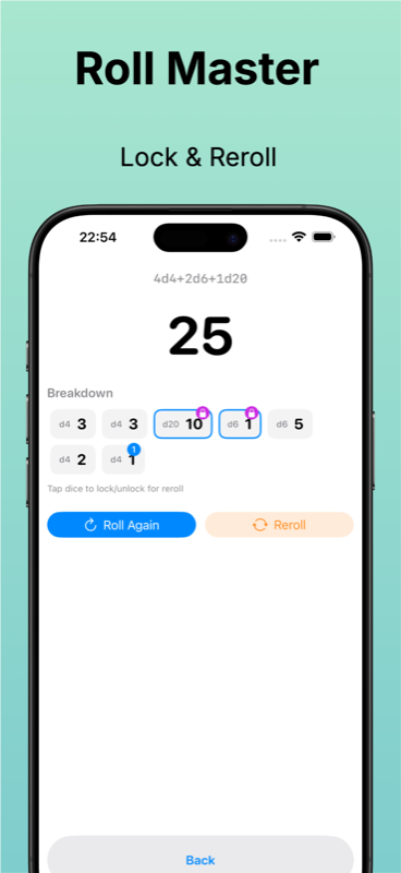Lock and reroll feature