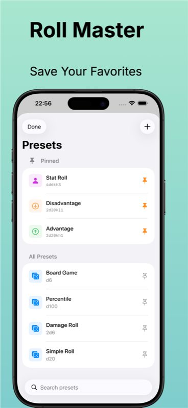 Dice notation support